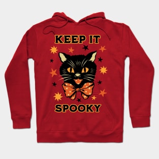 Vintage Halloween Black Cat Keep it Spooky Retro Folk Art Hoodie